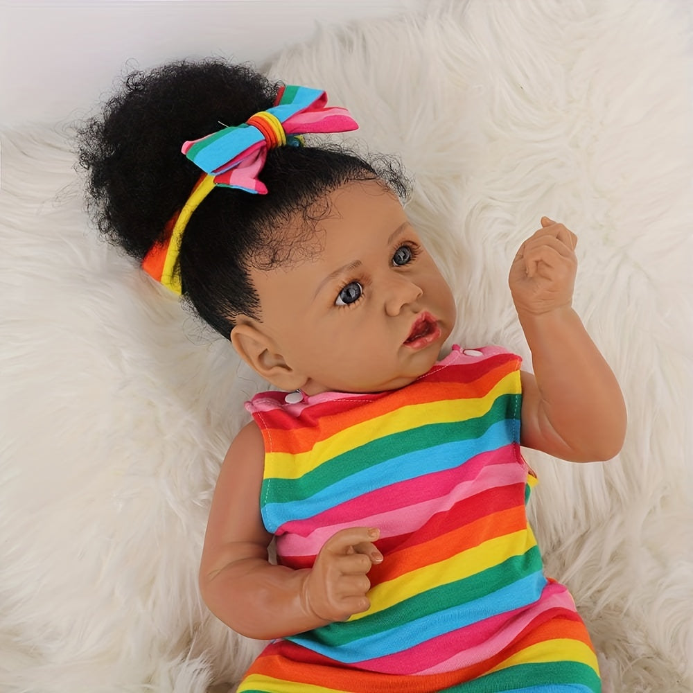 Reborn Baby Dolls African American Silicone Limbs Realistic Baby Doll With Soft Body Birthday Gift , Christmas\u002FHalloween\u002FThanksgiving Gift