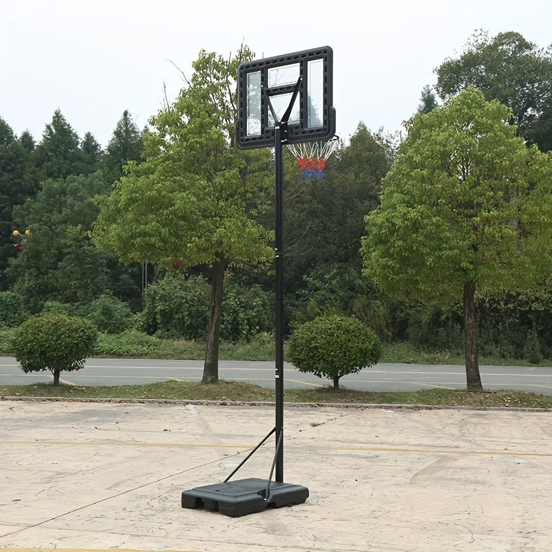 1 estante de baloncesto estándar, estante de baloncesto portátil ajustable móvil, aro de baloncesto, altura ajustable entre 2,45 m y 3,05 m sobre el suelo (96,46 pulgadas y 120,08 pulgadas)