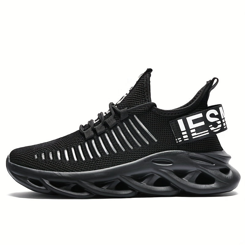 Men's Knit Breathable Blade Sneakers, Shock Absorption Running Shoes, Lightweight Non-Slip Shoes For Jogging Tennis Gym, Spring And Summer , For Halloween