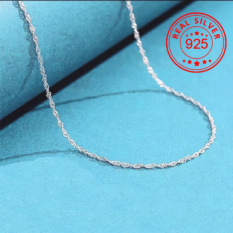 925 Sterling Silver Simple Clavicle Chain Necklace Hypoallergenic Minimalist Style Necklace For Women Girls Daily Wear