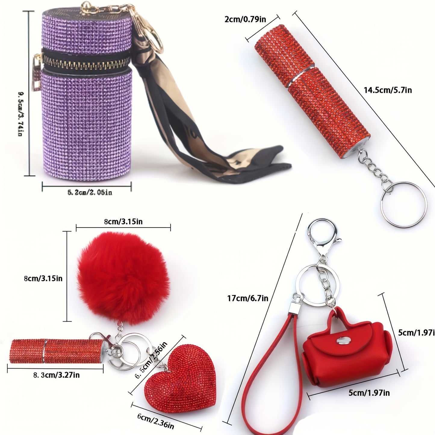 13pcs Keychain Set For Women And Girls With Card Holder, Pill Box, Wristlet, Lipstick Holder, Portable Keychain Accessories Set