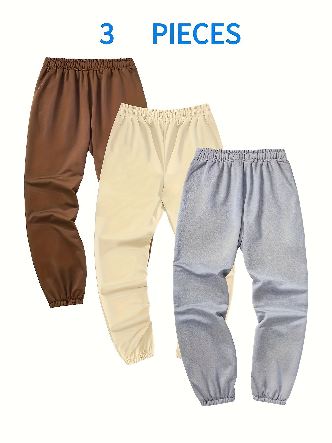 3Pcs Solid Jogging hosen Set, Kordel zug, Trainings hose Loose Fit Herren Lässige Leicht Stretch Jogger für Männer Frühling Herbst Laufen Jogging