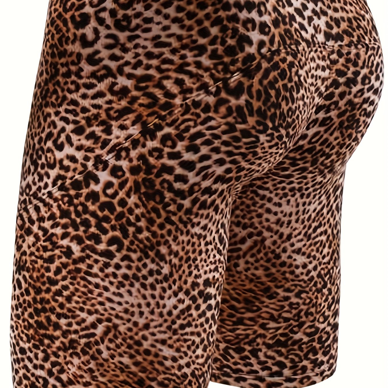 Men's Plus Size Loose Fit Fashion Leopard Print Breathable Comfortable Long Boxer Briefs Underwear Trunks