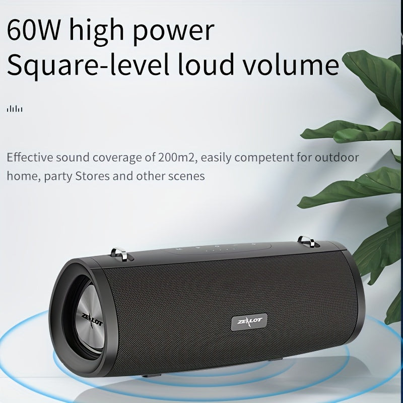 ZEALOT S39 60W  Wireless Speakers: 24 Hours Of Booming Stereo Sound, 7200mAh Battery, Dual Pairing, Waterproof IPX 5, And More!