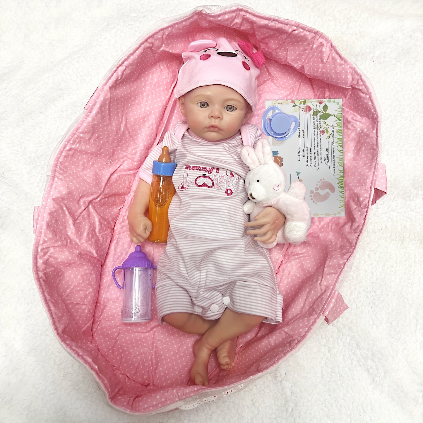 45cm\u002F18Inch Solid Silicone Reborn Girl With Genesis Oil Painted Skin Soft Touch Feeling Reborn Dolls, Whole Body Soft Platinum Silicone Newborn Doll, Bath Baby Doll Toy