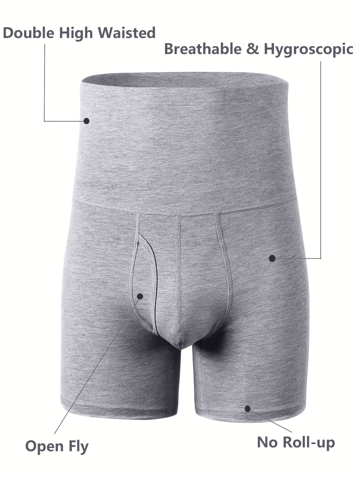 Sous-vêtements de bout droit de coton de la taille haute des hommes avec la poche, plus des dossiers surdimensionnés thermiques confortables mous de boxeur de taille