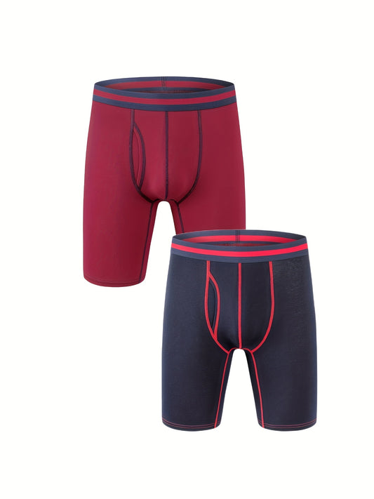 Calzoncillos largos resistentes al desgaste de los boxeadores, ropa interior de moda de los hombres 2pcs calzoncillos de los boxeadores del algodón de los hombres, deportes de secado rápido