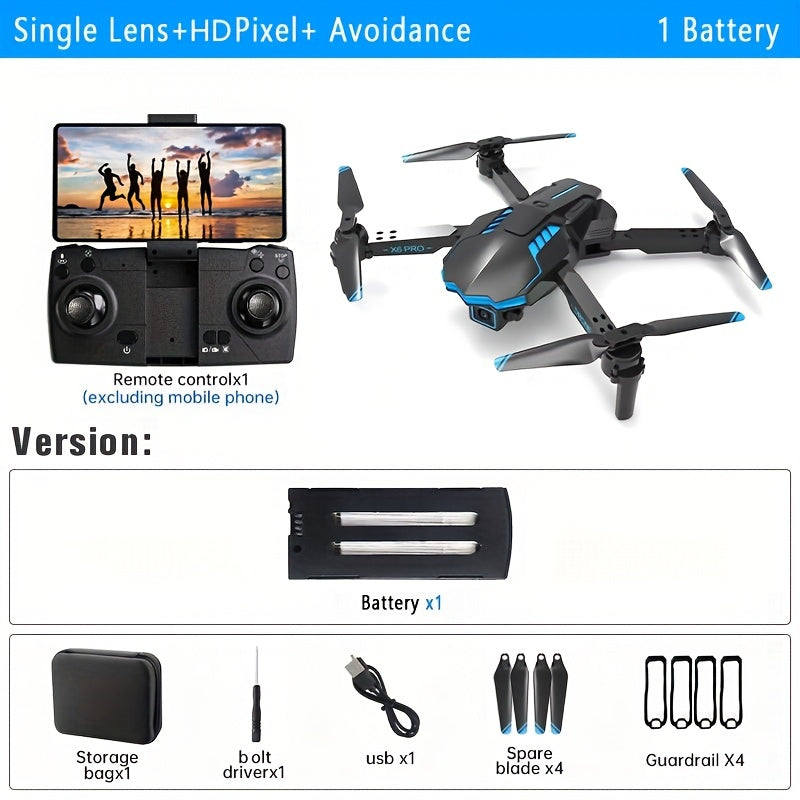 XKRC X6 Foldable Drone With Camera, Batteries, Obstacle Avoidance, Gravity Mode, And More - Comes With Carrying Bag!