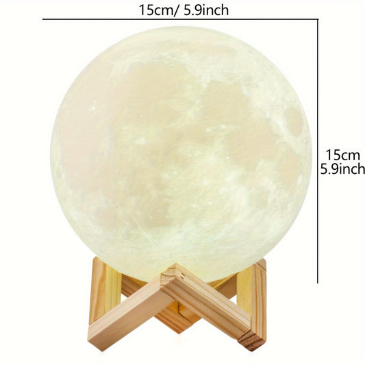 Moon Lamp 2024 Upgraded 128 Colors With Timing Moon Night Light- Wooden Stand & Remote\u002FTouch Control 5.9 Inches Lamp