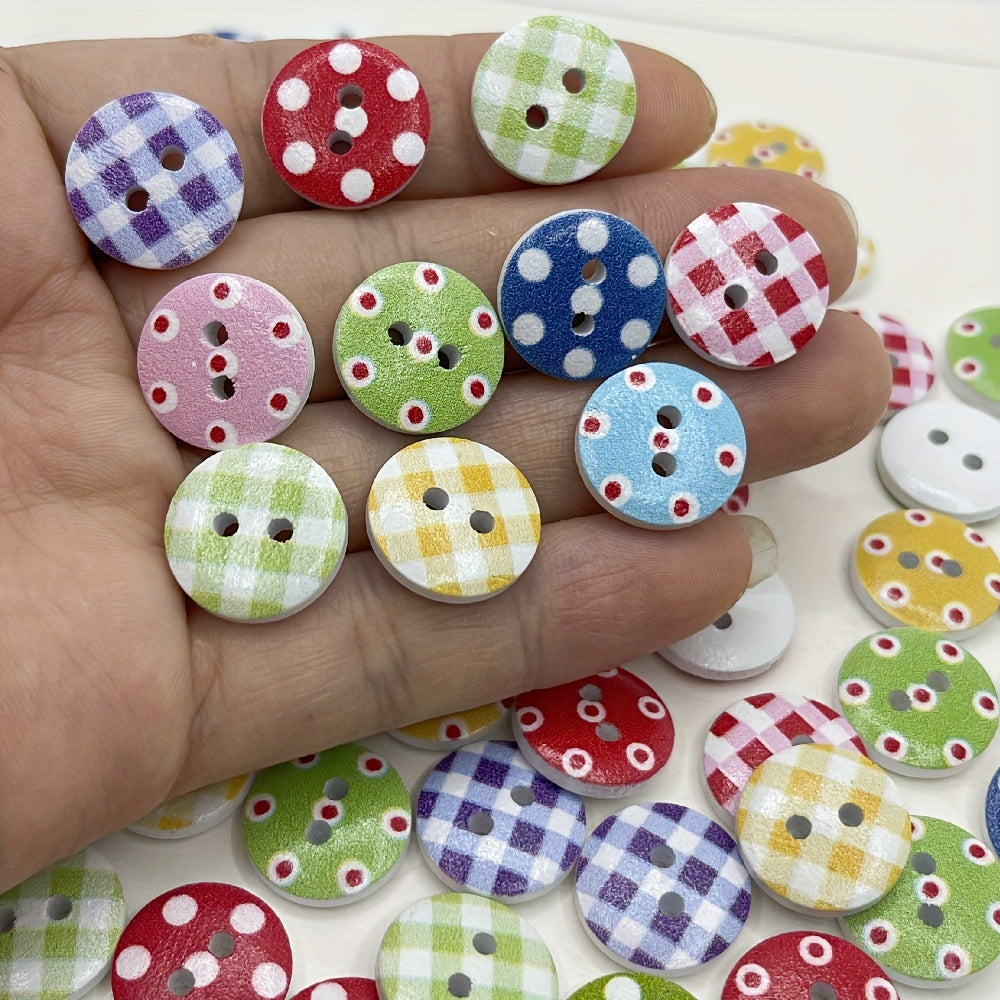 30pcs, motif de points de boutons en bois mixte, 2 trous-parfait pour la couture, l'artisanat, le scrapbooking et le bricolage 1,5 cm \ u002F0.59inch, fournitures de bricolage à la main, boutons de couture en plastique, fournitures de couture de vêtements