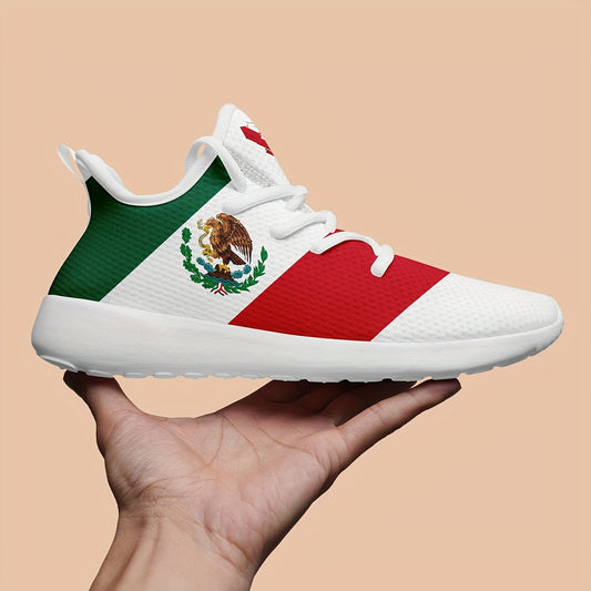 Zapatillas de deporte de moda del patrón de México de los hombres del tamaño más, zapatos suaves ocasionales respirables antideslizantes cómodos para las actividades al aire libre de los hombres