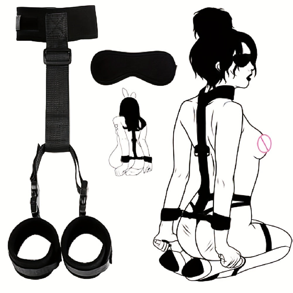 BDSM Collar Handcuffs With Hand Back Cuffs , Couples Sexual Conditioning, Soft Plush Back Handcuffs Collar