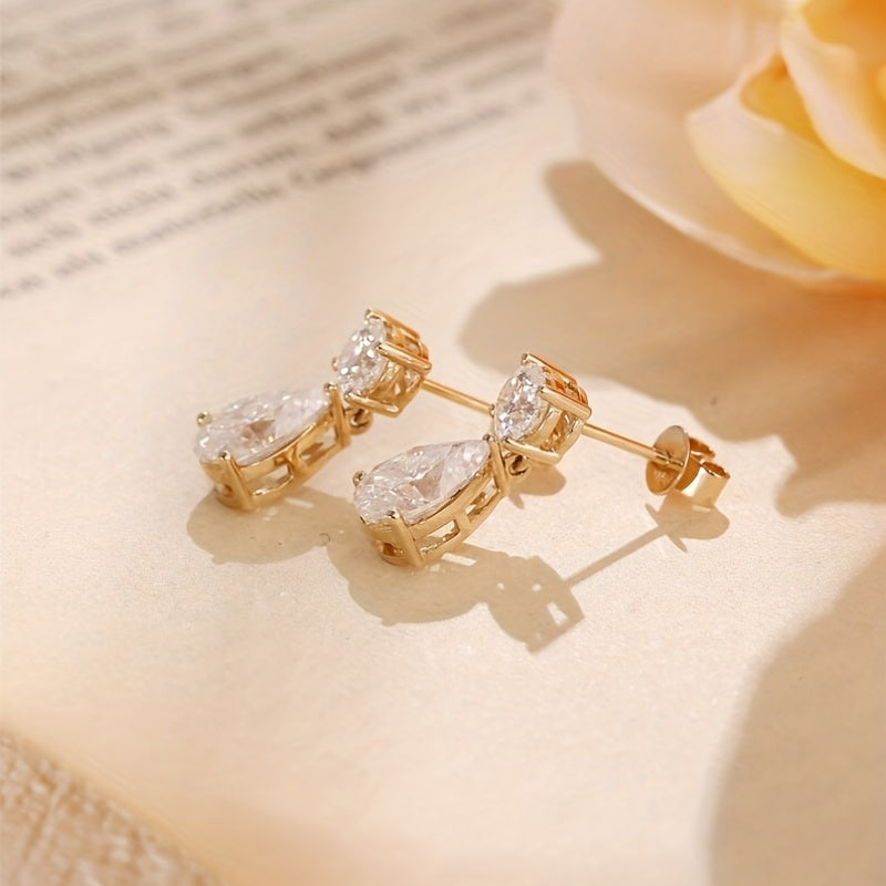 1 paire Vintage ronde goutte d'eau Moissanite boucles d'oreilles, cadeau d'anniversaire de mariage