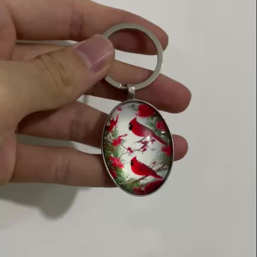 Cardenal pájaro llavero lindo aleación llavero anillo monedero bolsa mochila encanto accesorios joyería regalo