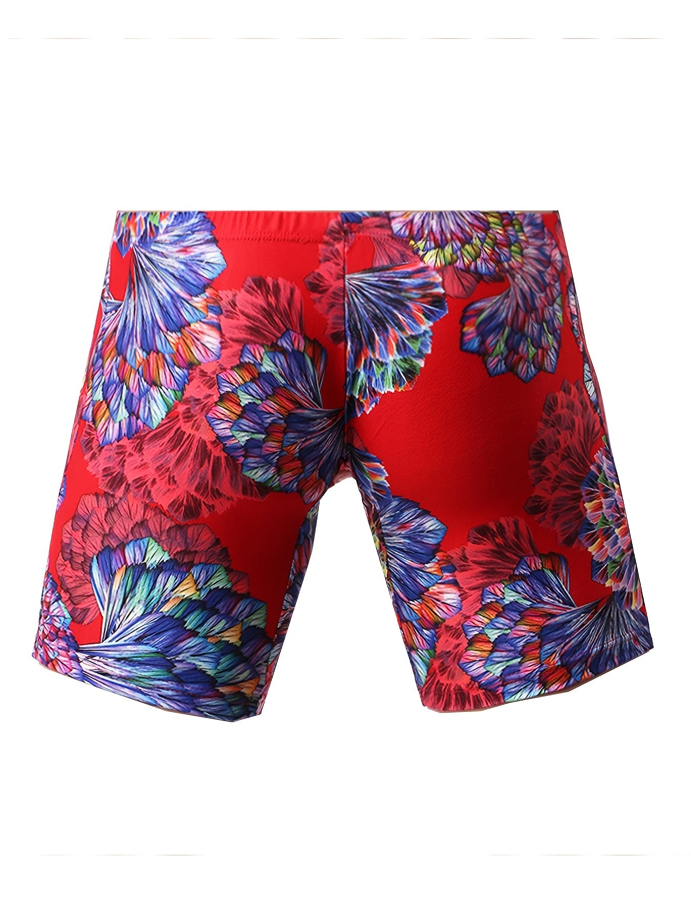 6 peças masculinas com padrão de flores, personalidade da moda, cuecas boxer de perna longa, respiráveis, confortáveis, de secagem rápida e elásticas, cuecas boxer em forma de U, calcinhas com bolsa convexa em forma de U, roupas íntimas masculinas