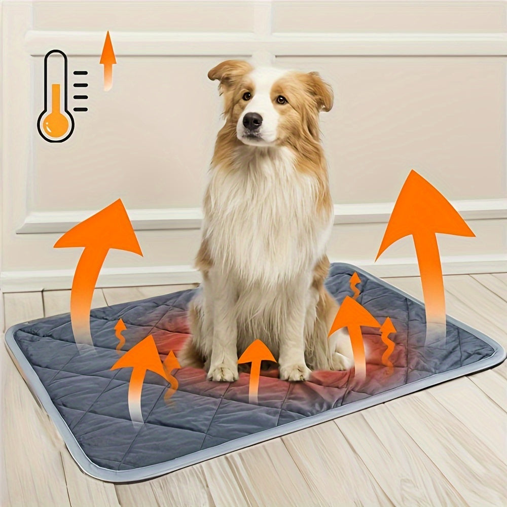 Self Heating Mat, Self Warming Dog Cat Bed, Self Heating Cat Dog Mat, Extra Warm Thermal Pet Pad For Indoor Outdoor Pets With Non-Slip Bottom Washable Grey\u002Fbrown\u002Fblue