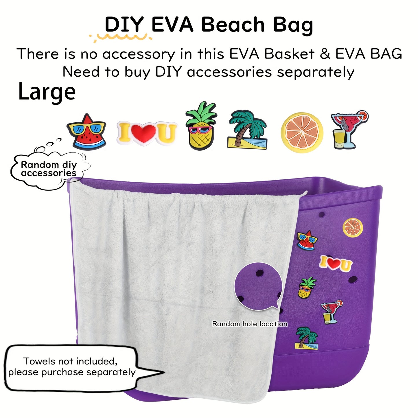 Waterproof EVA Beach Bag, Portable Handbag For Outdoor Sports, Trendy Travel Beach Boat Swimming Tote Bag