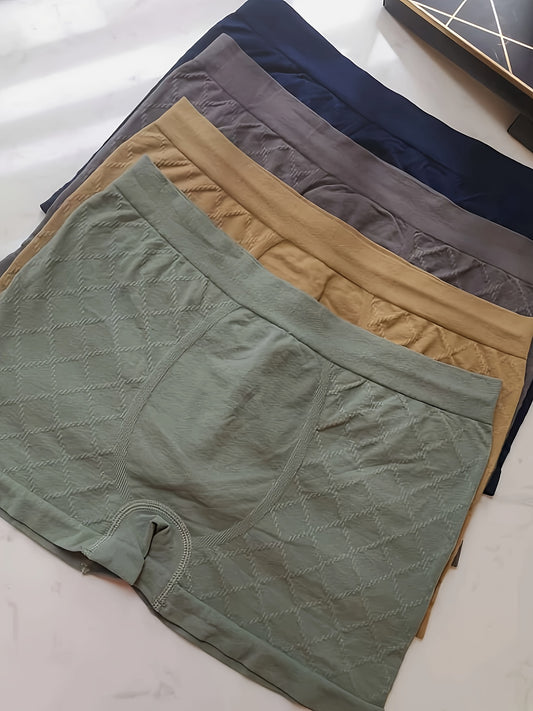 4 Stück Herren Nahtlose atmungsaktive weiche, bequeme, elastische Boxershorts, Sport koffer, Herren unterwäsche