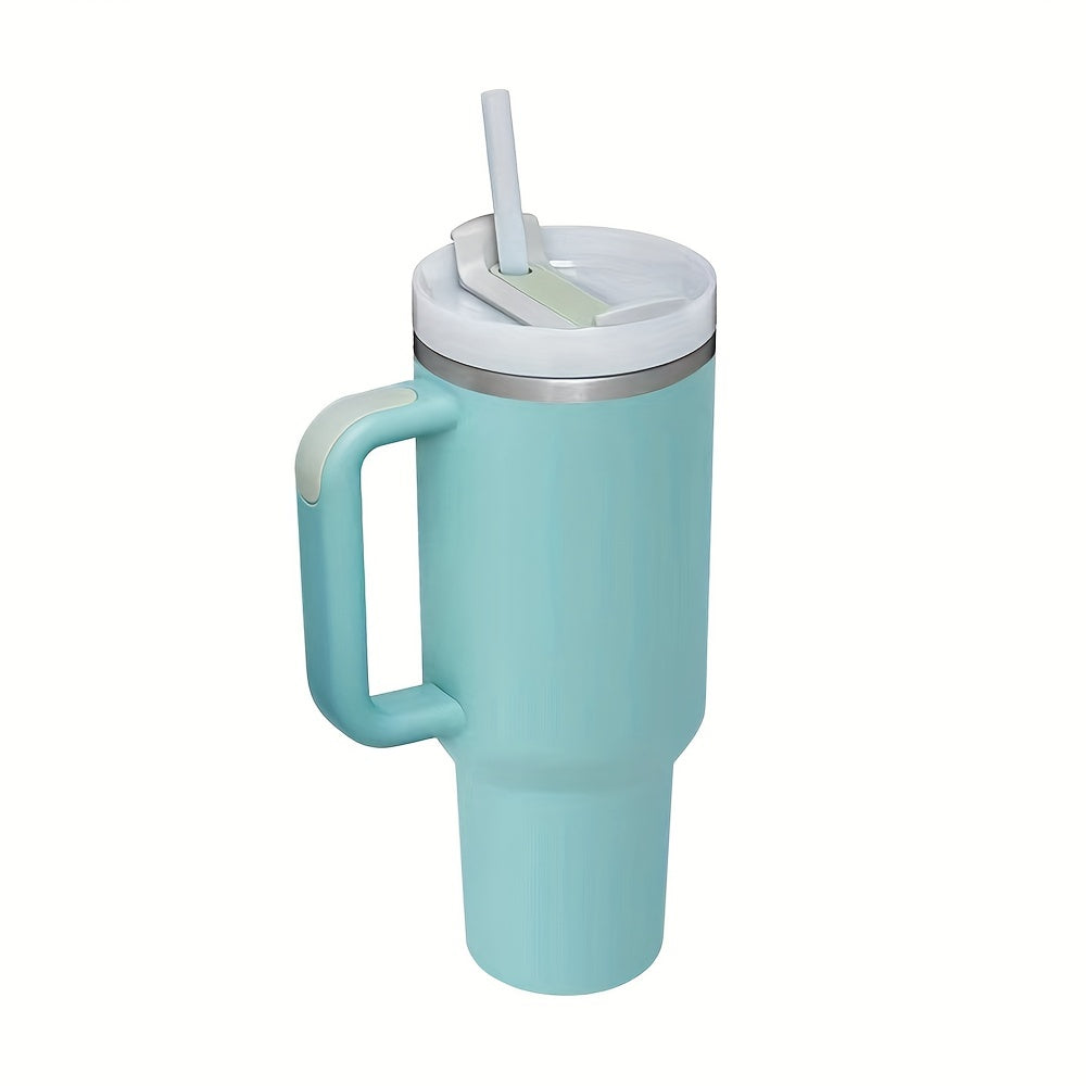 Grande tasse isolée en acier inoxydable de 40oz avec poignée portable et paille-Gardez les boissons froides pendant des heures, guidon double couche amélioré pour une prise en main confortable, conception étanche-Cadeau parfait pour les amateurs de plein 