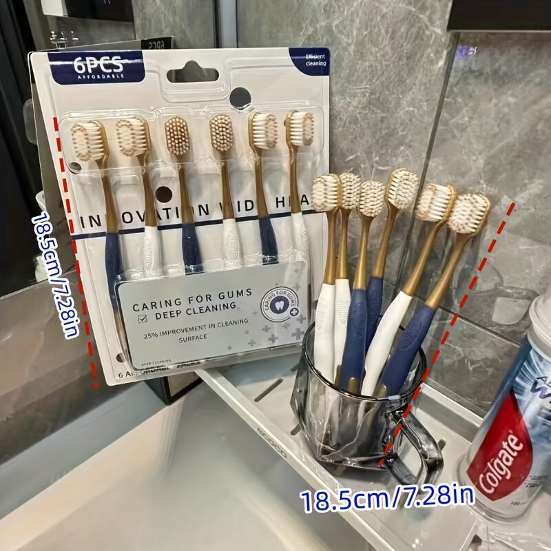 Cepillos de dientes manuales suaves 6pcs con las cerdas suaves para las encías de los dientes, para el cuidado oral de la limpieza profunda en el hogar para la vida de cada día de los adultos