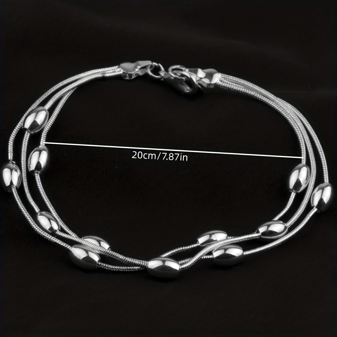 1pc 925 Sterling Silver Multi Layers Thin Chain Bracelet Niche Design Hand Chain Jewelry