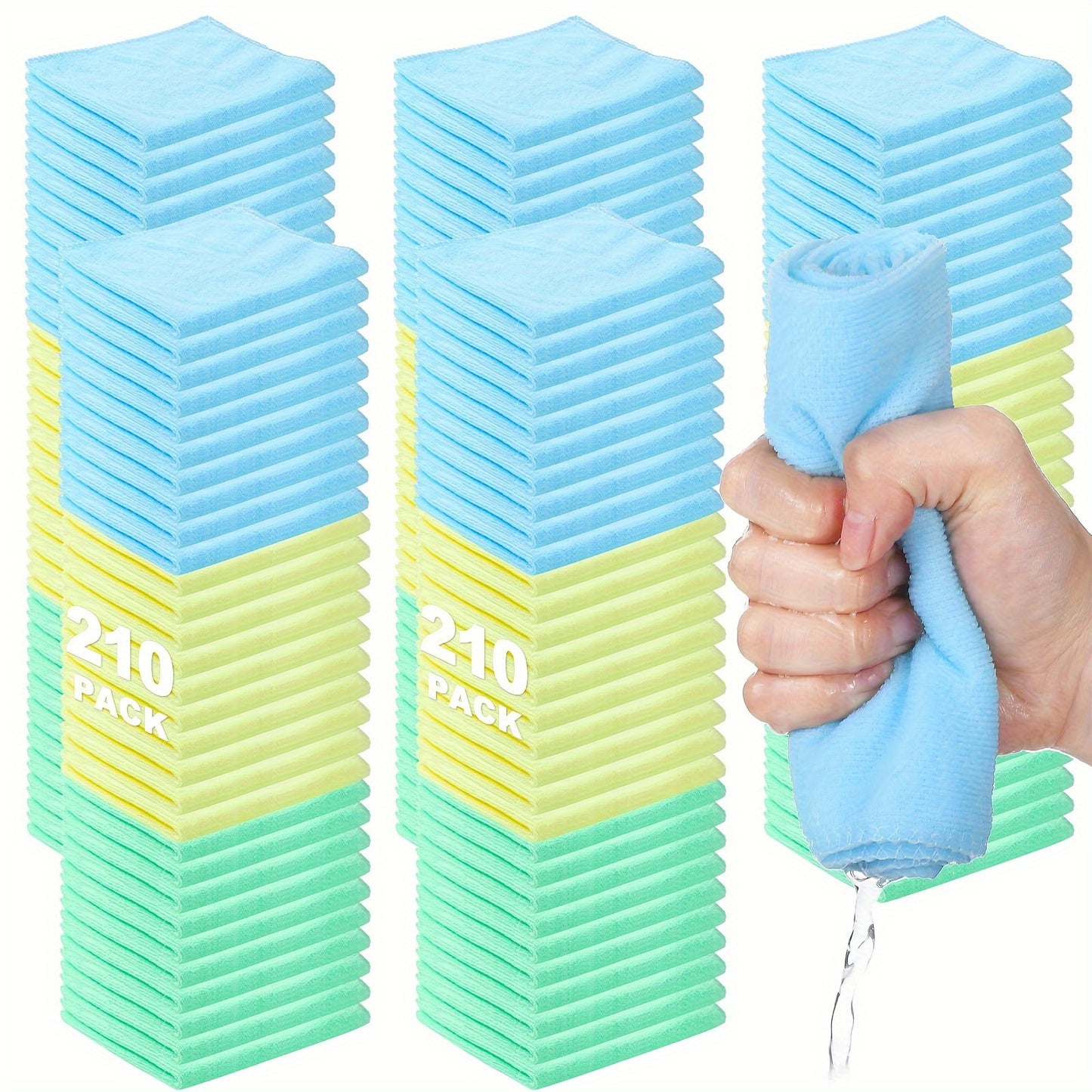 210pcs, Microfiber Cleaning Cloth, Dishwashing Cloth, Multifunctional Cleaning Towel, Household Rag, Kitchen Bathroom Cleaning Towel, Durable Absorbent Towel,  Easily Remove Stains And Grease, Cleaning Supplies, Cleaning Gadgets, Christmas Supplies