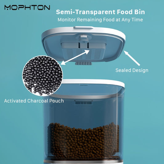 MOPHTON 1.59gal Large Capacity Automatic Dog Food Dispenser, 5G Video Pet Feeder APP Control For Pet Dry Food Feeding, Timer Automatic Dog Feeder With Interactive Voice Recorder Up To 10 Seconds