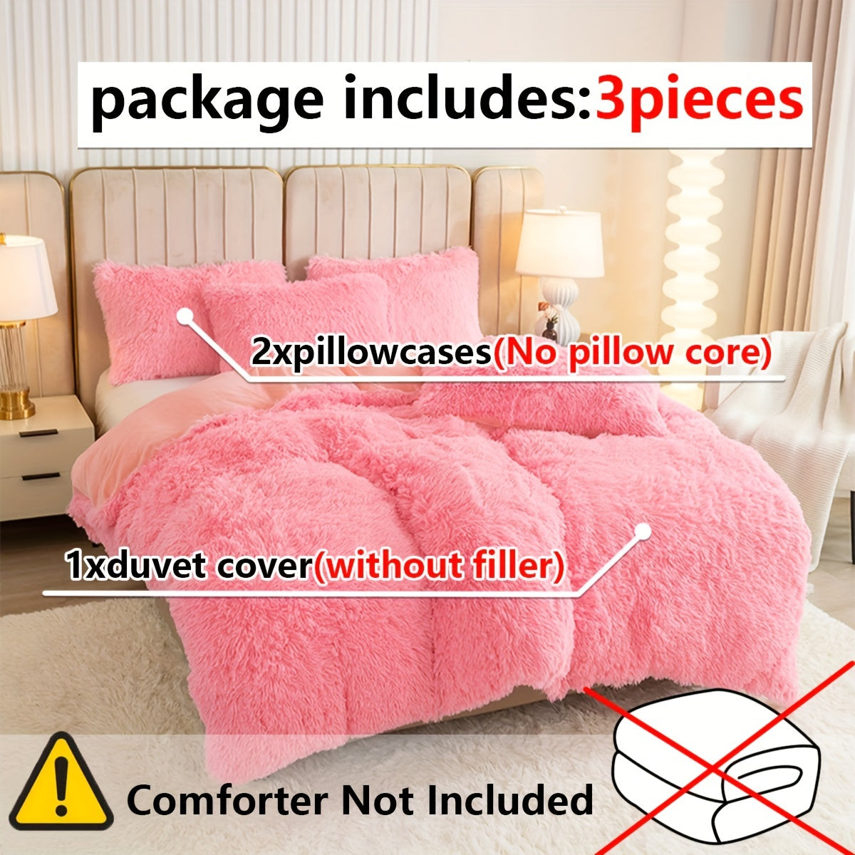 3pcs Multi-color Polyester Bedding Set, 1pc * Duvet Cover + 2pcs * Pillowcase, Without Pillow Core