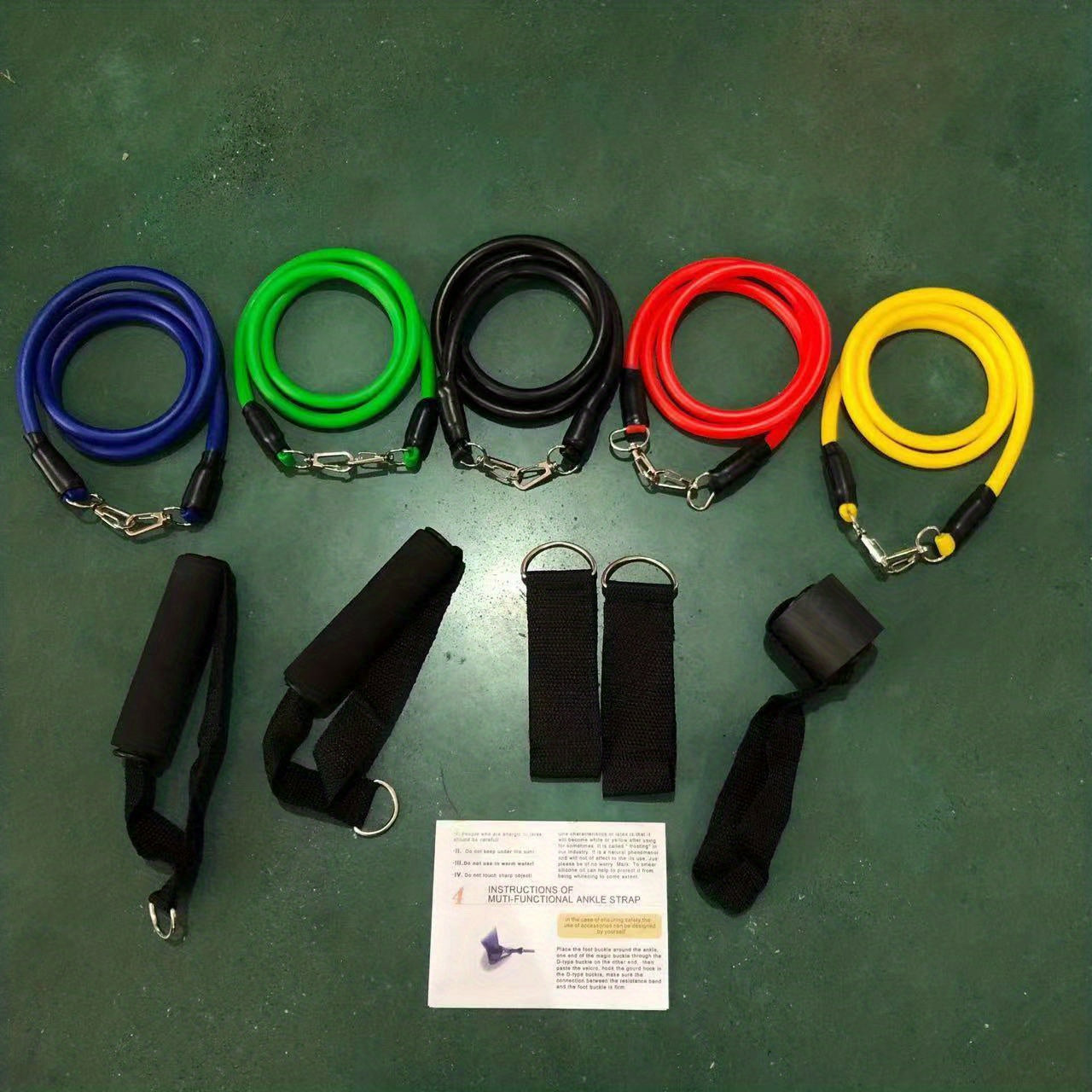 Conjunto de faixas de resistência TPE de 11 unidades, faixas de resistência com âncora de porta, alças, bolsa de transporte, tiras de tornozelo para pernas, faixas de exercício, faixas de treino, para academia em casa, fitness, ioga e pilates, adequado pa