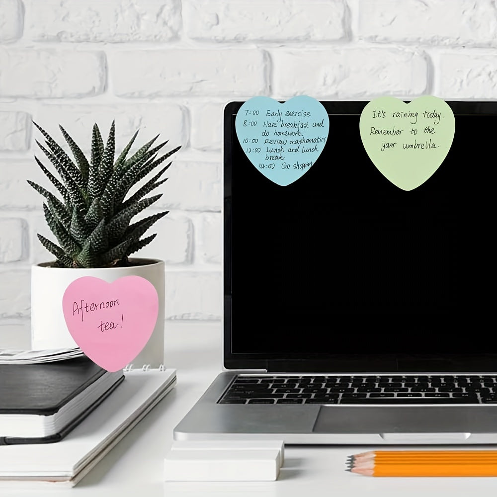 400pcs Sticky Notes, Sticky Note Paper, Multi-color Heart-shaped Sticky Memo, Cute Self-adhesive And Removable, Suitable For Office, School (100 Sheets\u002Fbook)