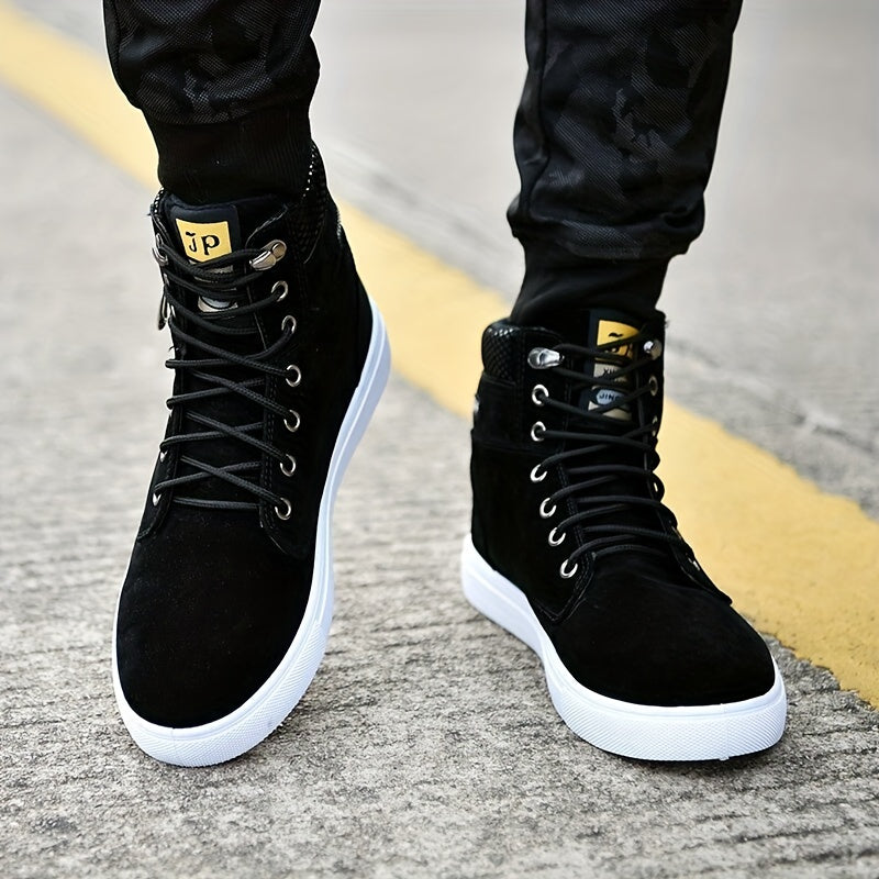 Men's Lace-up High-top Shoes British Style Canvas Shoes Casual Sneakers All-match Trendy Shoes Zippers For Decoration Only