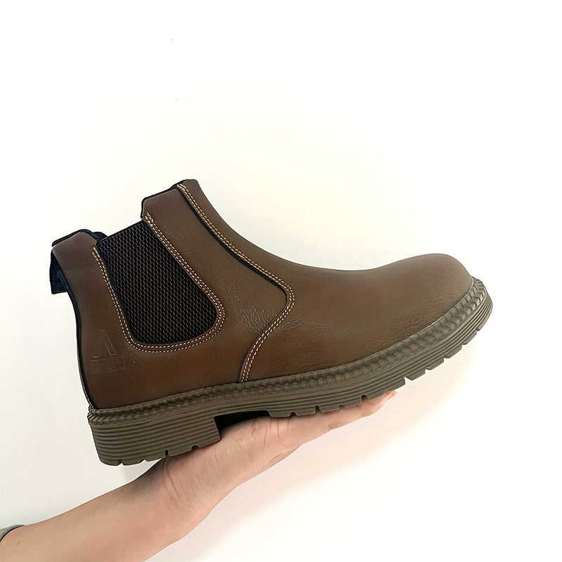 Botas de trabajo Chelsea para hombres, botas casuales antichoque con punta de acero para actividades al aire libre