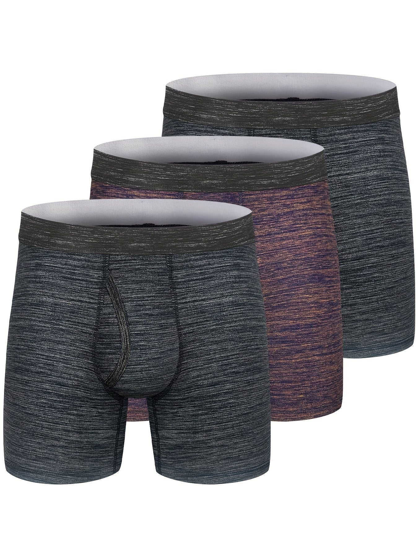 3 peças cuecas boxer com estampa de folha de desenho animado masculino