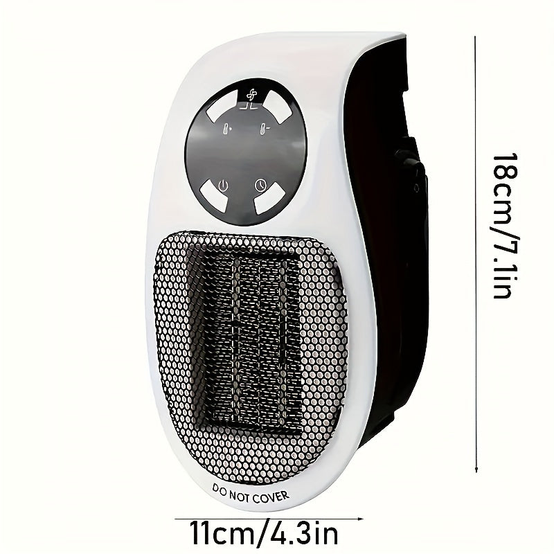 1pc, Small Heater With Heating And Fan Modes, 500W Space Heater, Wall Outlet Electric Space Heater As Seen On TV With Adjustable Thermostat And Timer And Led Display, Compact For Office Dorm Room