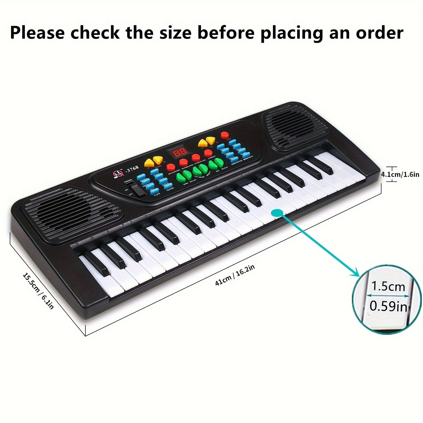 Teclado de piano eletrônico de canal único com 37 teclas: instrumentos musicais portáteis, presentes educacionais de aniversário, brinquedos musicais adequados para meninos e meninas de 3, 4, 5, 6, 7 anos, Natal, presentes!  Com microfone