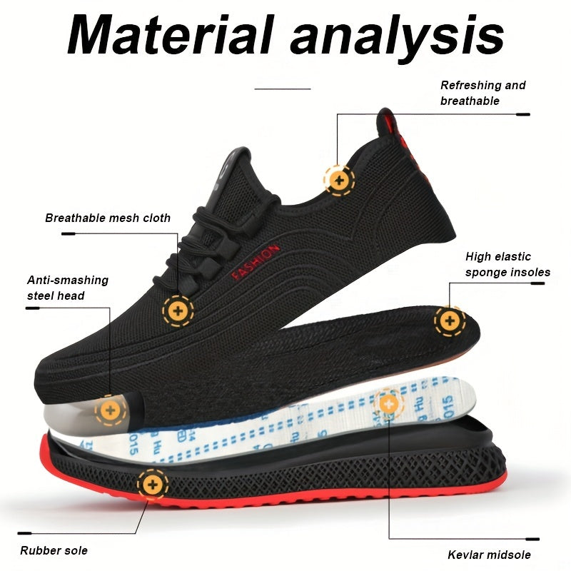 Zapatos de seguridad del trabajo de los hombres, zapatos de trabajo de acero antideslizantes a prueba de pinchazos del dedo del pie, zapatillas de deporte industriales respirables al aire libre de la construcción para la primavera verano