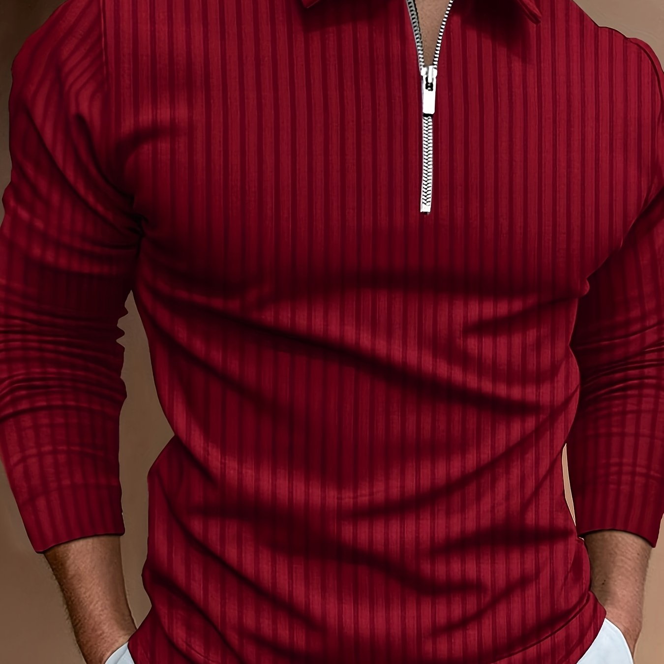 Herren Lässige lange Ärmel mit Reiß verschluss Hemden, Revers kragen Tops Pullover, Herren bekleidung für den Frühlings herbst