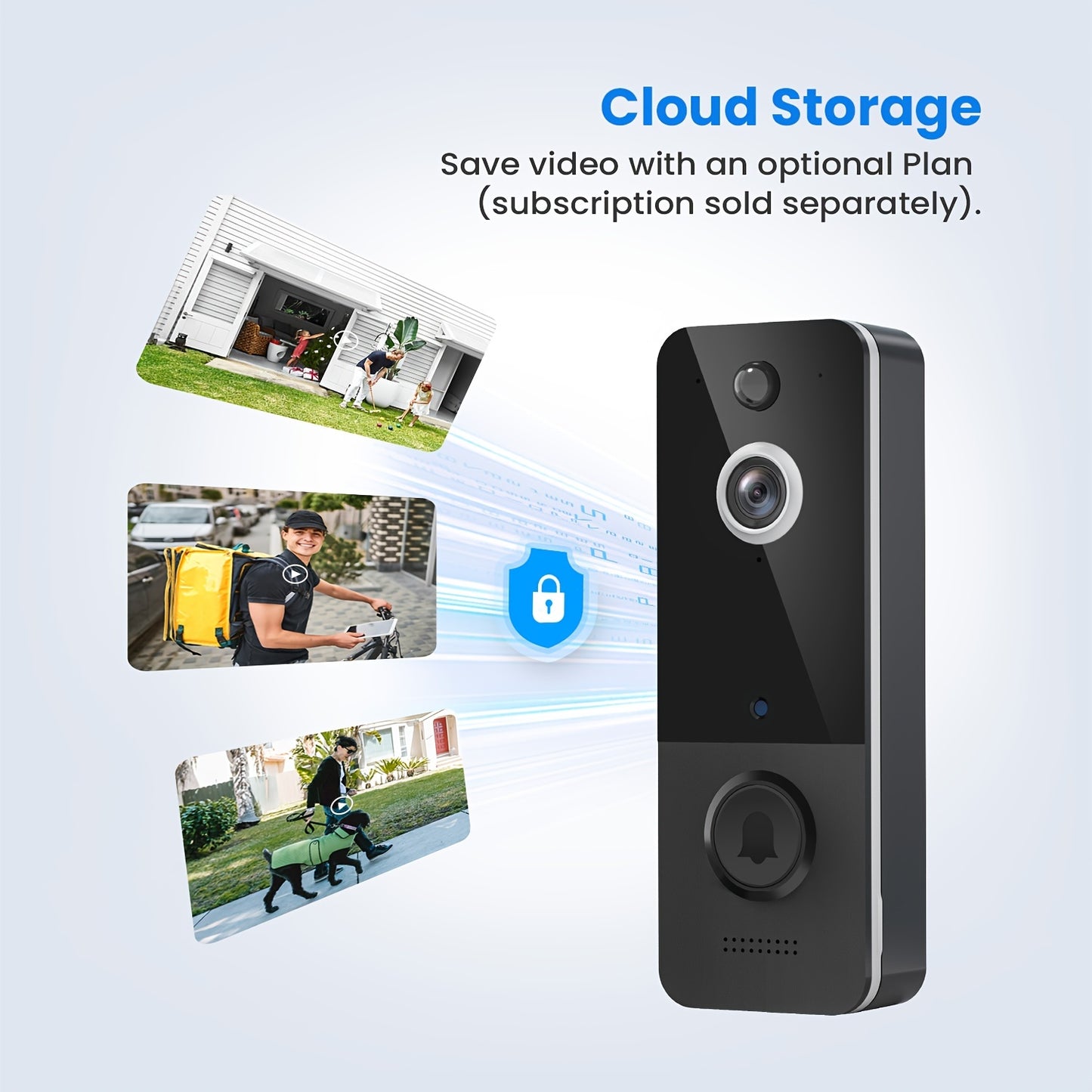 1pc Smart Wireless Video Doorbell Camera - AI Deteção Humana, HD Live Image, 2-Way Audio, Visão Noturna, Bateria alimentada, 2.4G WiFi, 100% Wire-Free & IP65 Waterproof Design