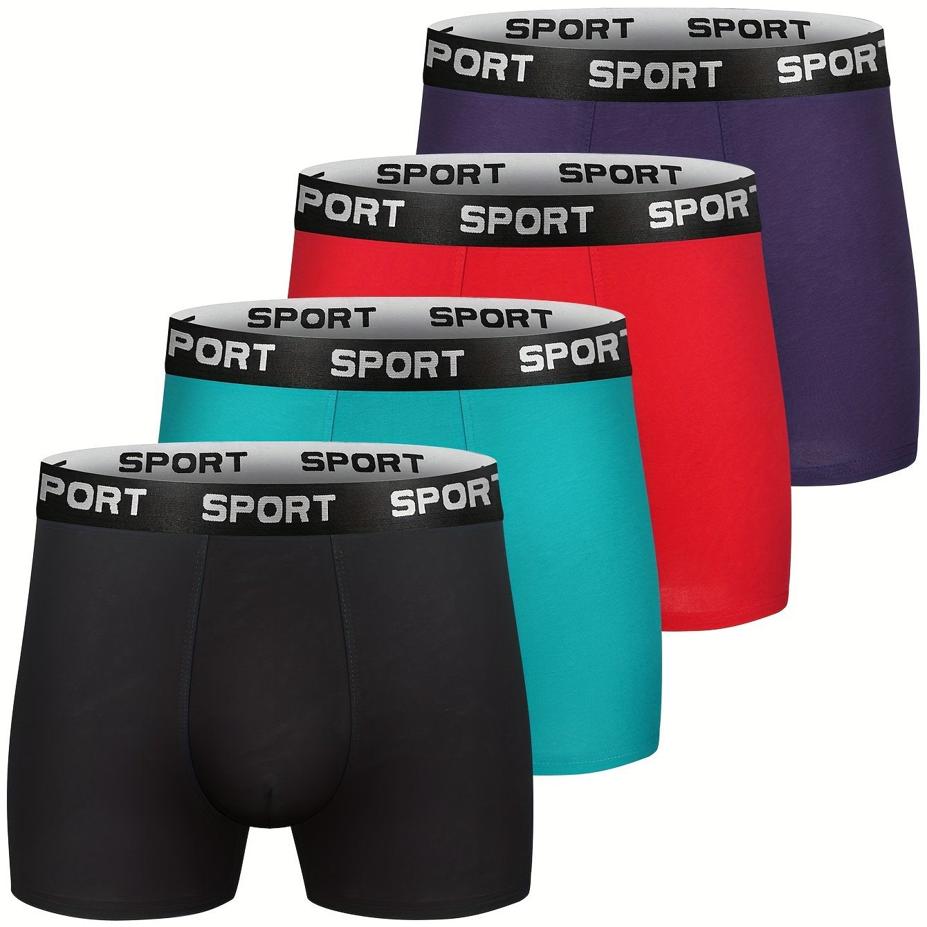 Paquete de 4 hombres de algodón transpirable cómodo suave elástico color liso calzoncillos boxer ropa interior