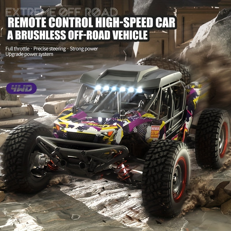 1:16 High-Speed Brushless Off-Road Vehicle: 4WD Sports Car With Metal CVD Front Drive Shaft, Metal Rear Dog Bone, Metal Wheel Cup,  Metal Front And Rear Arm Code, Metal Drive Shaft, And LED Light