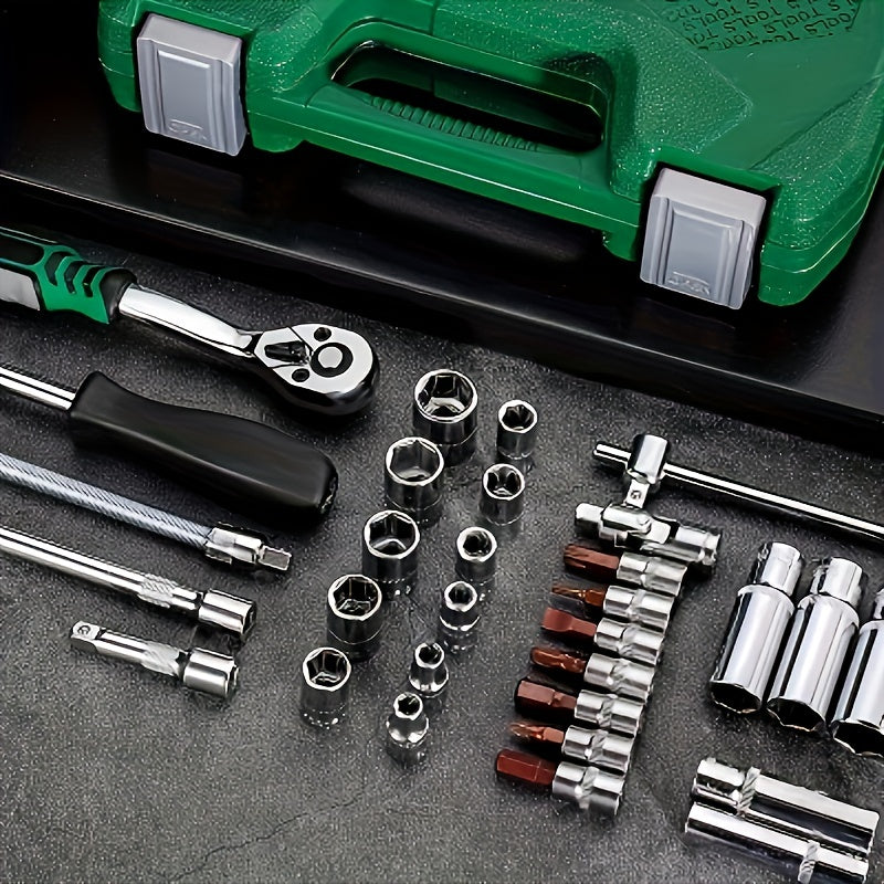 53pcs\u002F Set Home Repair Kit Tools, Repair Outdoor Machine, Repair Quick Ratchet, Wrench And Furniture Repair Multi-tool