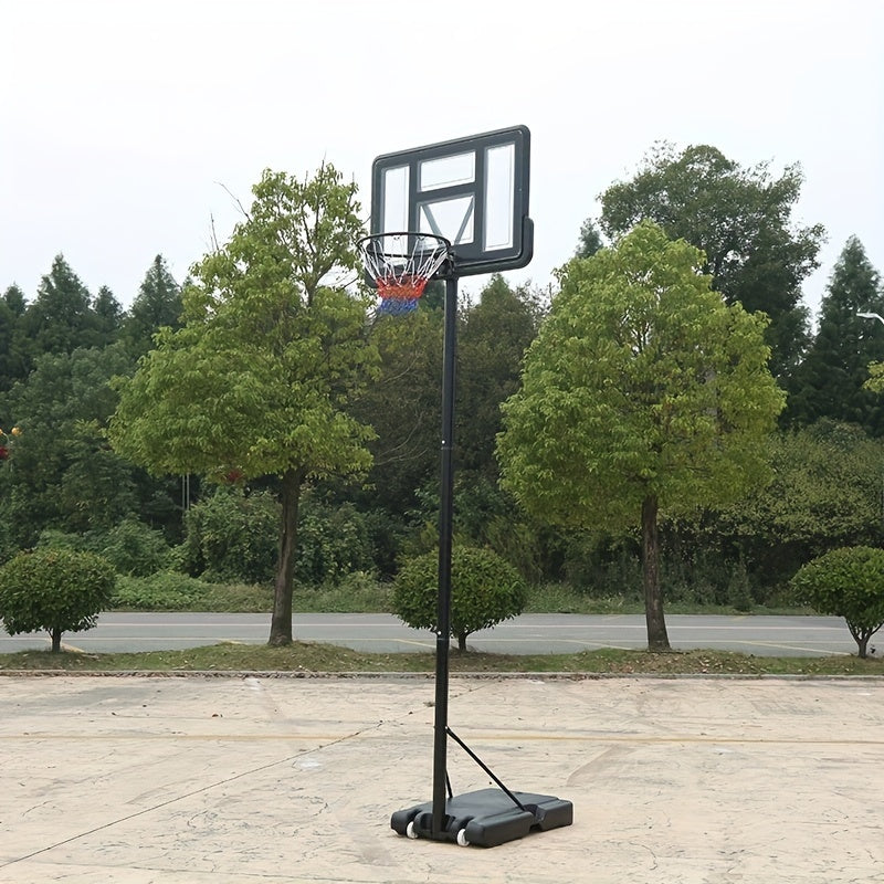 1 estante de baloncesto estándar, estante de baloncesto portátil ajustable móvil, aro de baloncesto, altura ajustable entre 2,45 m y 3,05 m sobre el suelo (96,46 pulgadas y 120,08 pulgadas)