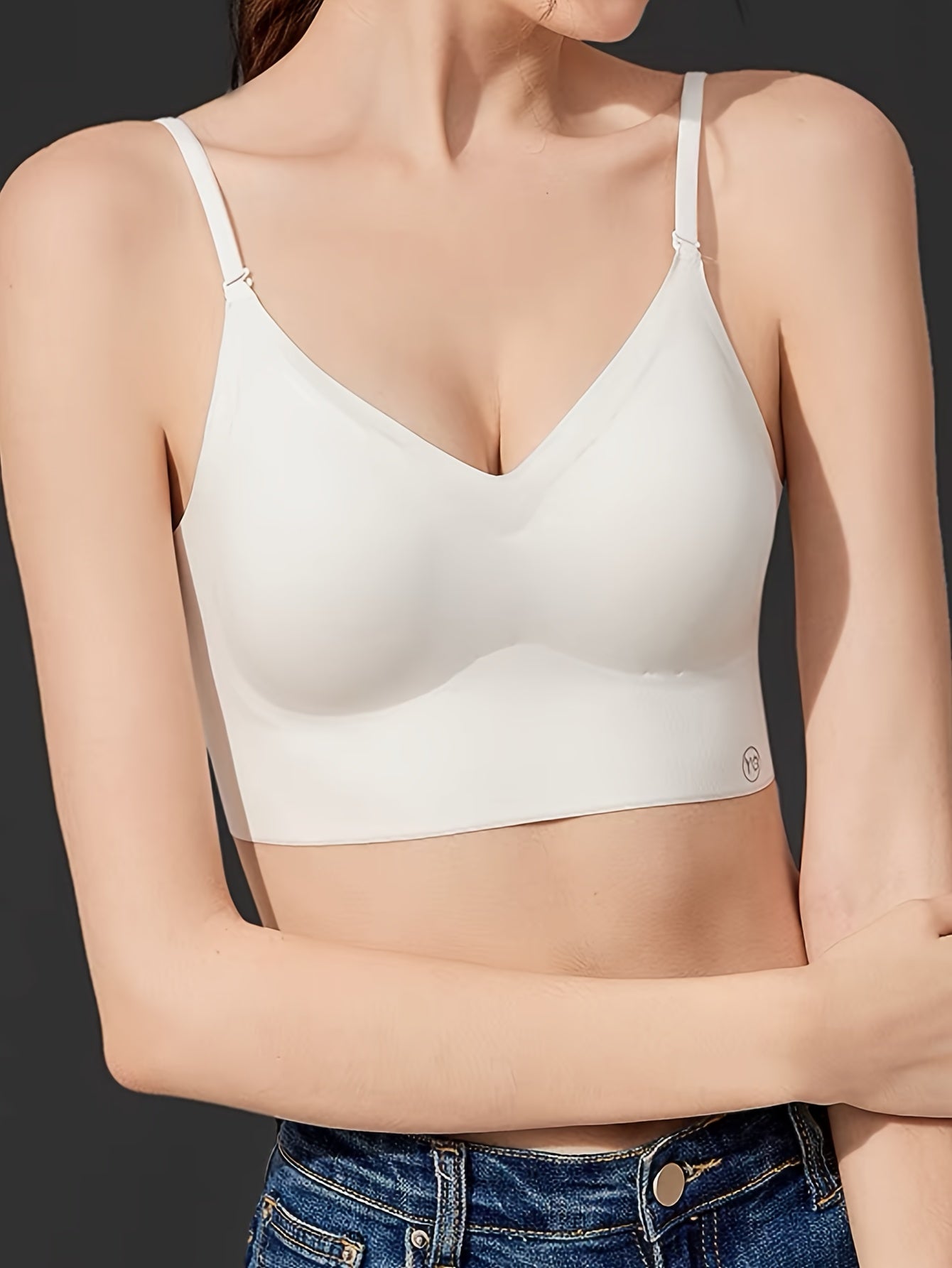 Simple Solid Wireless Bra, Comfy & Breathable Push Up Bra, Women's Lingerie & Underwear