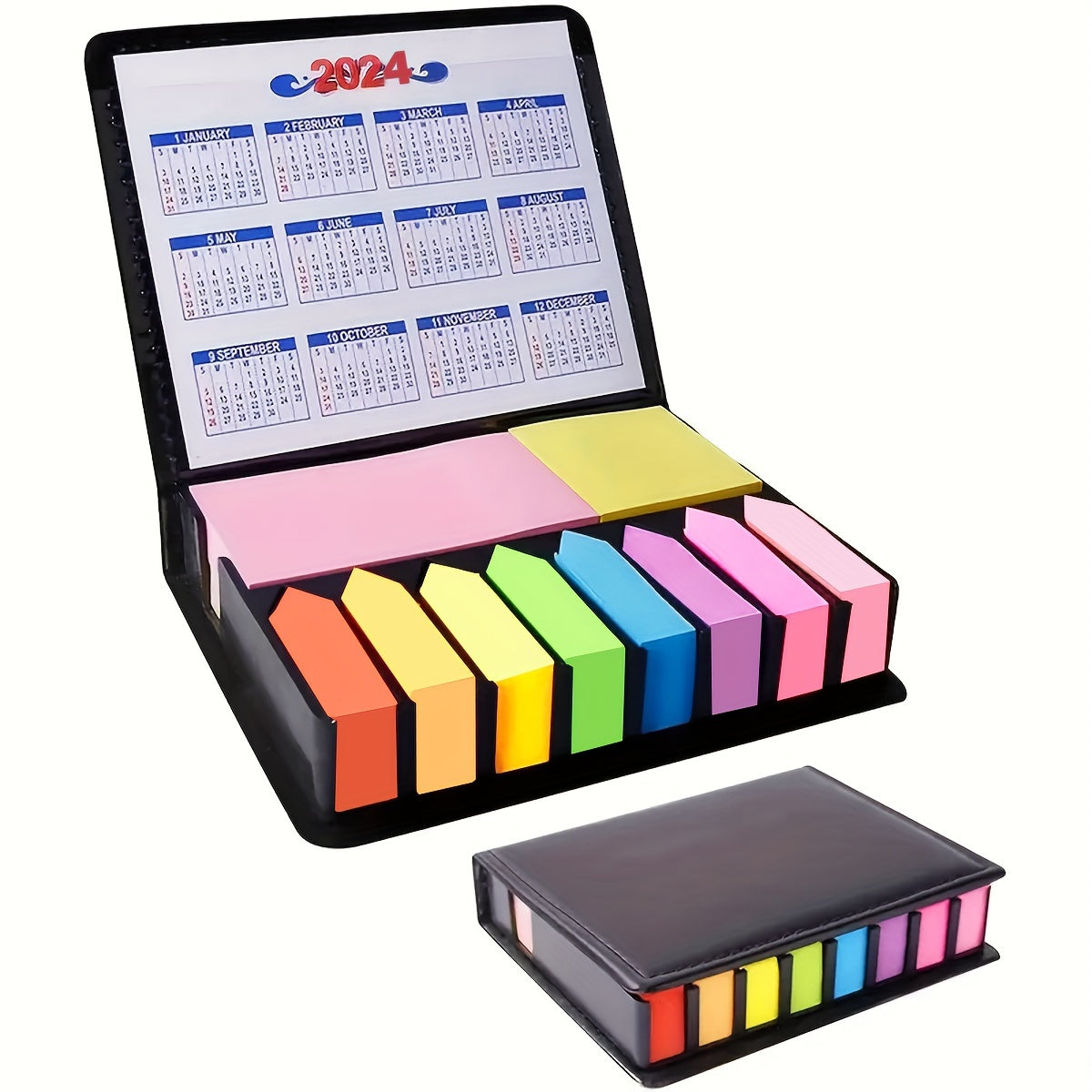 1 caja, caja de nota pegajosa creativa, conjunto de libro de notas pegajoso colorido, nota pegajosa con el calendario fijado