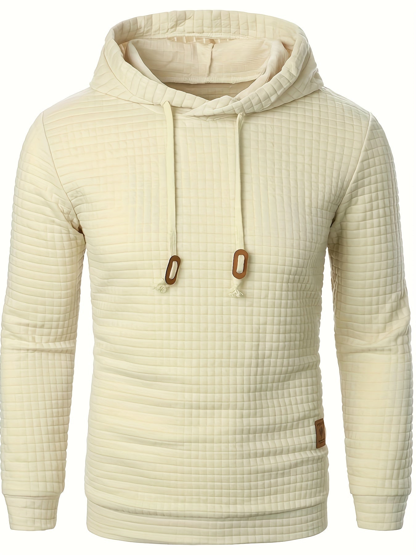 Herbst und Winter Herren lässig bequeme Waffel lang ärmel iger Hoodie, Sport-Kapuzen pullover für Herren mit Kordel zug