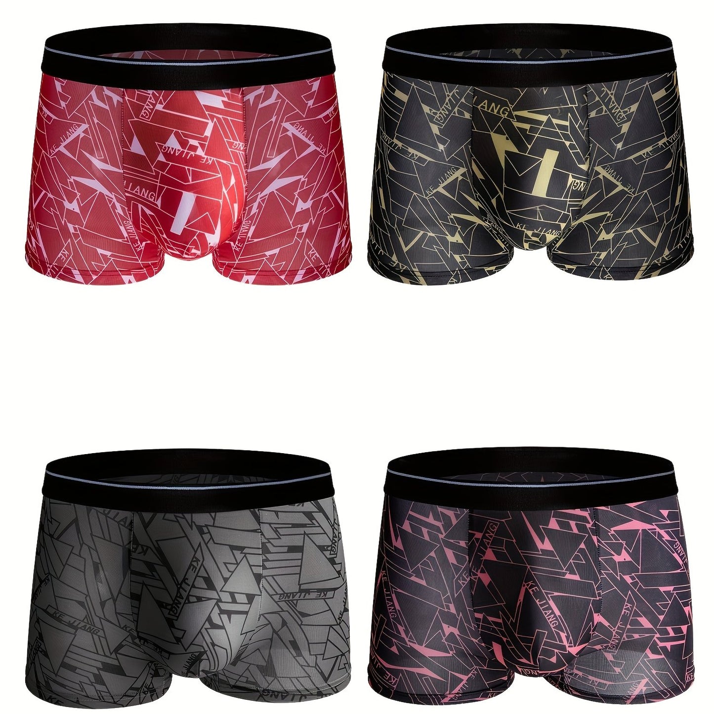 Men's Trendy Graphic Underwear, Breathable Comfy Quick Drying Stretchy Boxer Briefs, Men's Underpants