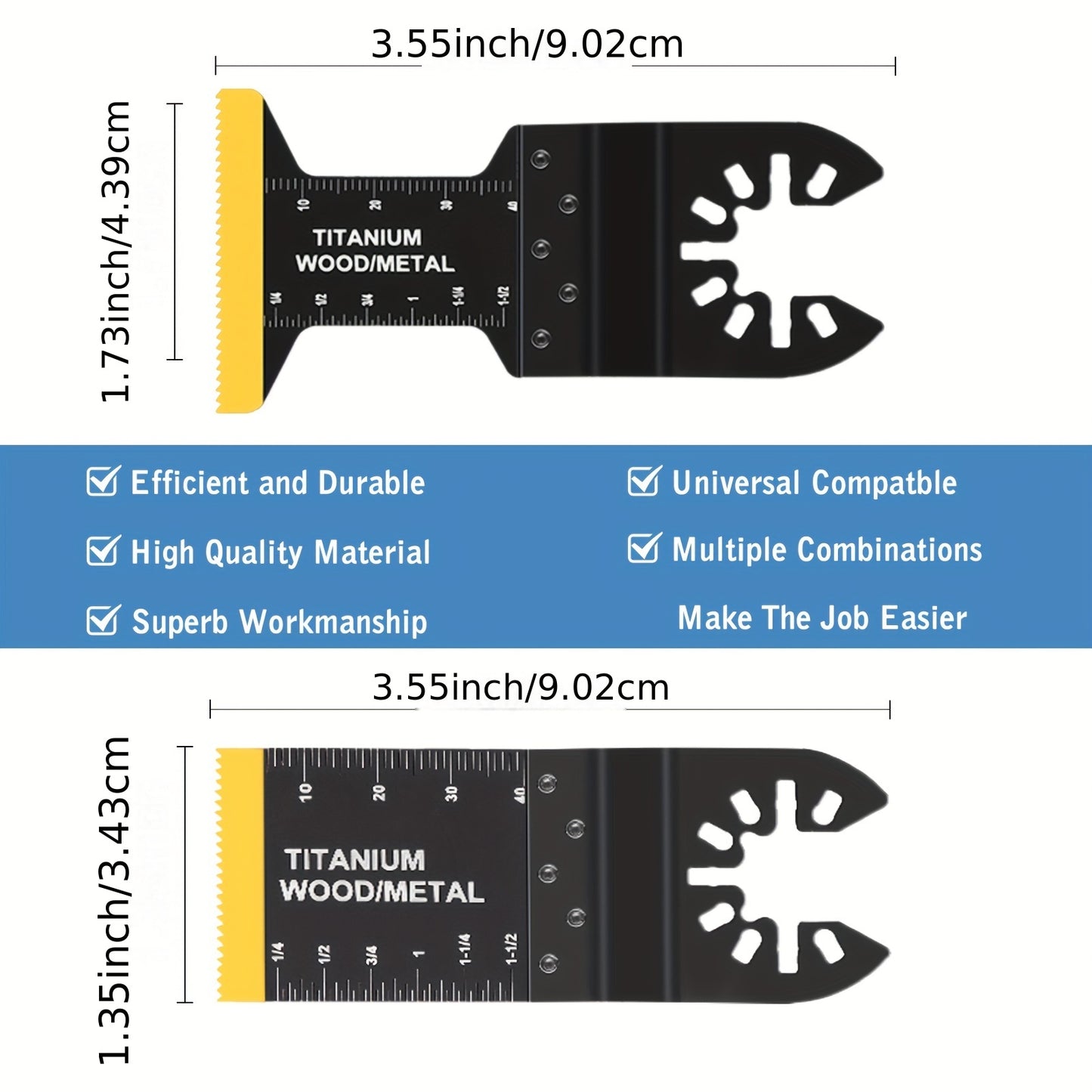 10\u002F20\u002F30\u002F50pcs Titanium Oscillating Saw Blades, Multitool Blades For Cutting Hard Material, Metal Nails Wood And Plastic, Oscillating Tool Blades Kits Fit Dewalt Rockwell Milwaukee Makita Bosch