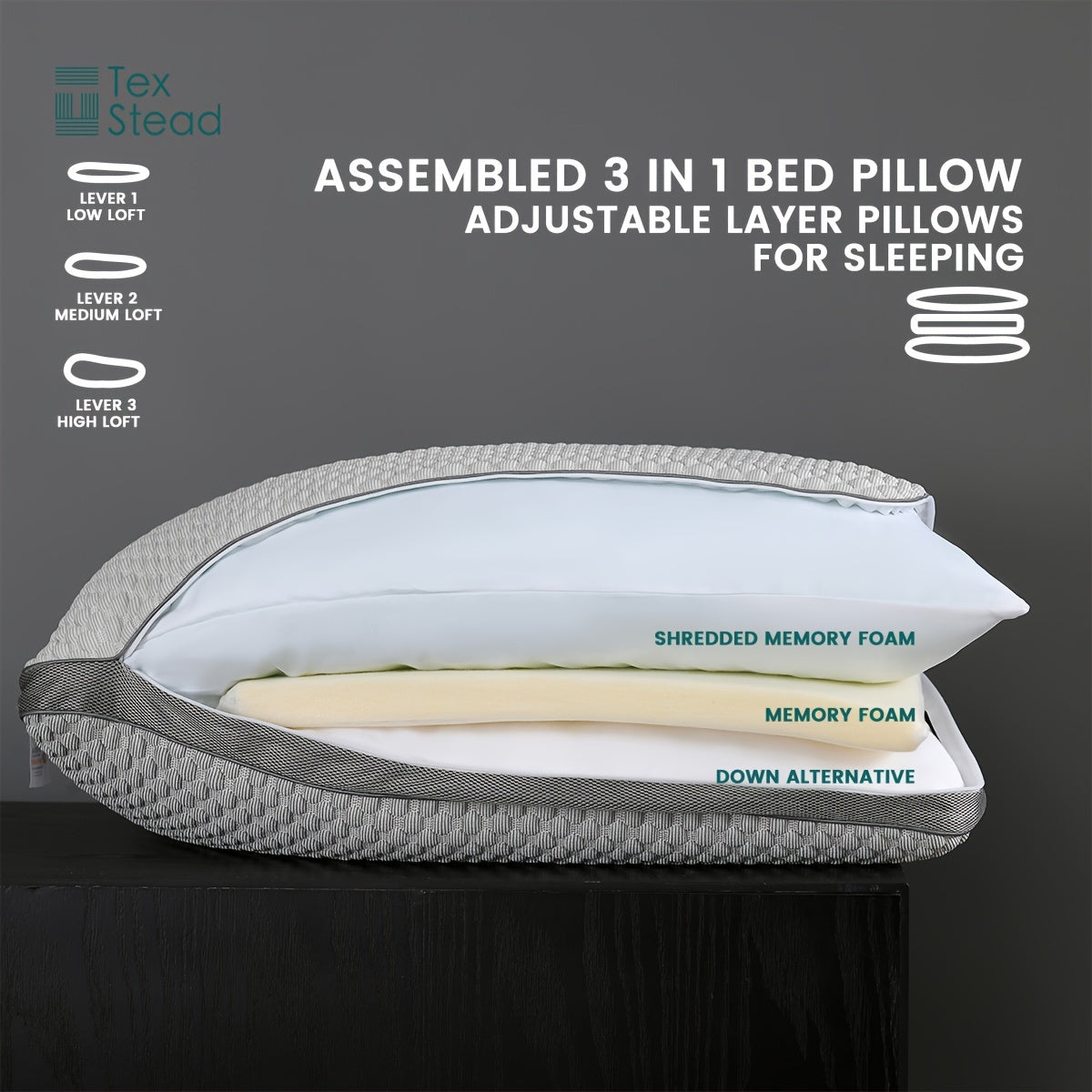 1pc Adjustable Layer Pillows For Sleeping, Cooling, Luxury Pillows For Back, Stomach Or Side Sleepers