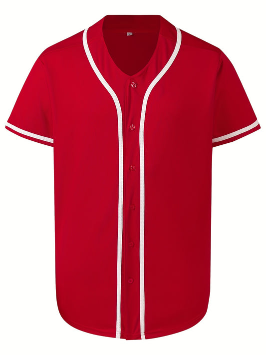 Camiseta de manga corta de béisbol sólido para hombres de talla grande, camiseta con cuello en V de verano de moda para deportes de béisbol, ropa versátil para hombres