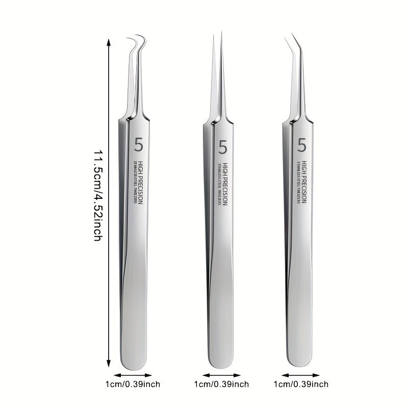 3pcs\u002FSet Professional Tweezers Ultra-Fine Pimple Tweezers Beauty Tool For Face Health And Care